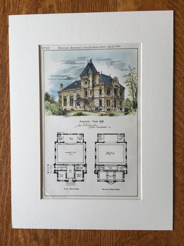 Town Hall, Avondale, OH, 1880, James W McLaughlin, Hand Colored Original -