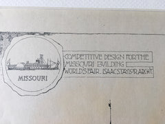 Missouri Building, World's Fair, Chicago, IL, 1892, Hand Colored Original -