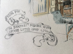 Room, 104 Beacon St, Boston, MA, 1890, Arthur Little, Hand Colored Original -