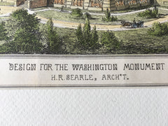 Washington Monument, Washington DC, 1879, H R Searle, Hand Colored Original -