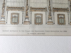 Palais des Beaux-Arts, Paris Exposition, France, 1898, Original Hand Colored -