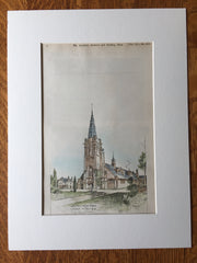 Granard Presbyterian Church, Putney, London, 1898, Original Hand Colored -