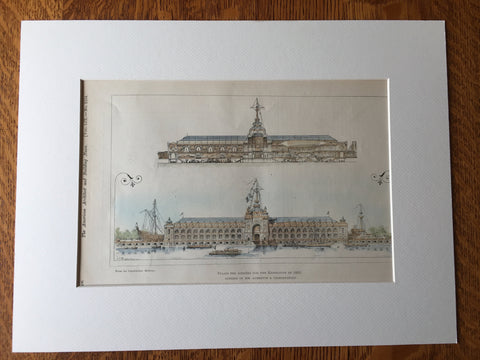 Palais des Armees for the Paris Exposition, France, 1898, Original Hand Colored -