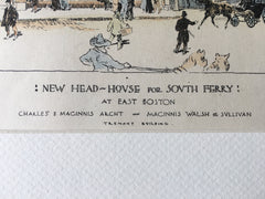 Head House for South Ferry, Boston, MA, 1898, Original Hand Colored -