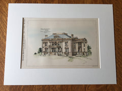 Residence on Lindell Blvd, St Louis, MO, 1898, Original Hand Colored -