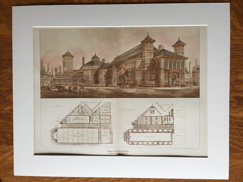 Leeds Abbatoir, Leeds, England, Great Britian, 1898, Original Hand Colored -