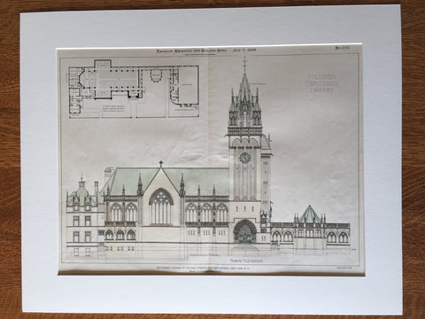 Settlement Church of Holy Trinity, New York, NY, 1899, Original, Hand Colored -