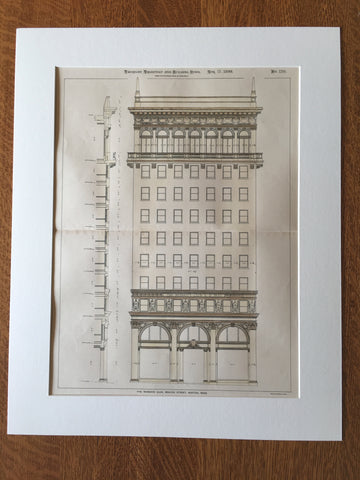 Woman's Club, Beacon Street, Boston, MA, 1899, Original, Hand Colored -