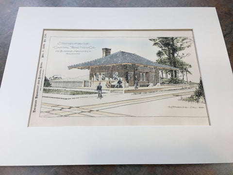 Station, Capital Traction Co., Washington DC, 1899, Original Hand Colored -