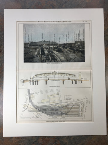 South Terminal Station, Boston, MA, 1899, George Francis, Original Hand Colored -
