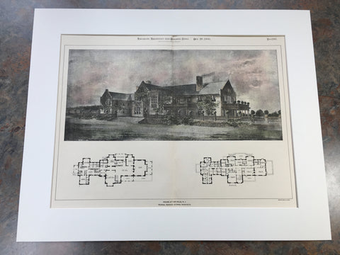 House at Far Hills, NJ, 1900, Renwick, Aspinwall & Owen, Original Hand Colored -