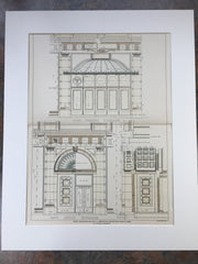 F L Ames Estate, Details, Boylston St, Boston, MA, 1900, Original Hand Colored -