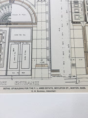 F L Ames Estate, Details, Boylston St, Boston, MA, 1900, Original Hand Colored -
