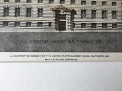 US Custom House, Baltimore, MD, 1900, Wyatt & Nolting, Hand Colored Original -