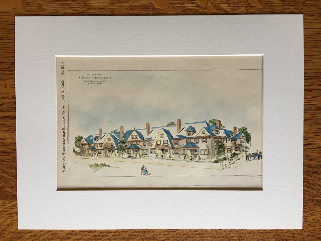Park Terraces, Arlington, MA, 1898, Gary & Proctor, Original Hand Colored