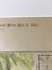 Associates Hall Building, Milton, MA, 1882, Original Hand Colored