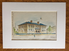 Austin Primary School, Decatur Street, Boston, MA, 1893, Original Hand Colored