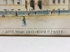 Austin Primary School, Decatur Street, Boston, MA, 1893, Original Hand Colored