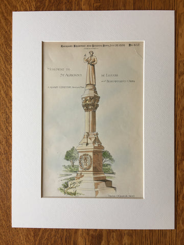 St Alphonsus de Liguori, Calvary Cemetery, Boston, MA, 1888, Original Hand Colored