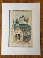 St Andrews Church and Parish House, Boston, MA, 1888, Original Hand Colored