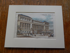 St. Andrew's Halls, Glasgow, Scotland, UK, 1880. Hand Colored Original Plan