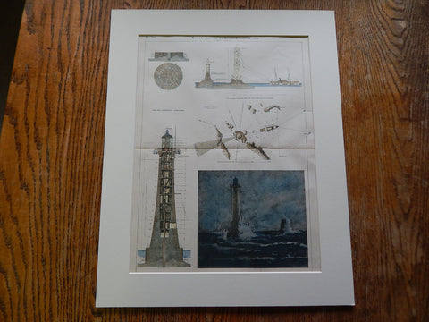 Eddystone Lighthouse, Rame Head, Cornwall, Devon, UK, 1886, Original Plan