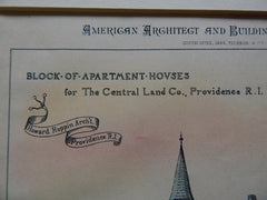 Whitfield Apartments, Central Land Co., Providence, RI, 1886, Original Plan