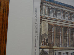 St. Andrew's Halls, Glasgow, Scotland, UK, 1880. Hand Colored Original Plan