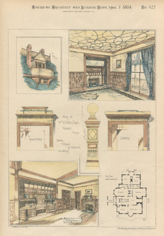 Wm D Forbes House, Interior, Roxbury, MA, 1884, Bradlee, Winslow & Wetherell, DIGITAL DOWNLOAD