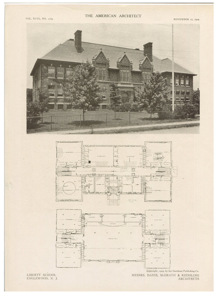 Liberty School, Englewood, NJ, 1909, Davis, McGrath & Kiessling, DIGITAL DOWNLOAD