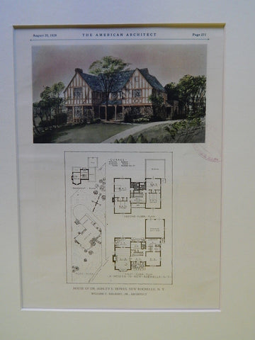 House of Dr. Ashley E. Howes, New Rochelle, NY, 1928, Original Plan. Halbert.