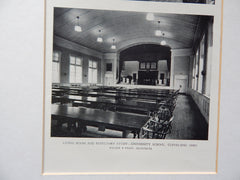Living Room/Study, University School,Cleveland,OH, 1929,Lithograph. Walker/Weeks