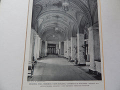Memorial Hall,Memorial Union Bldg,U. of Wisconsin,Madison,WI,1929,Lithograph. Peabody.
