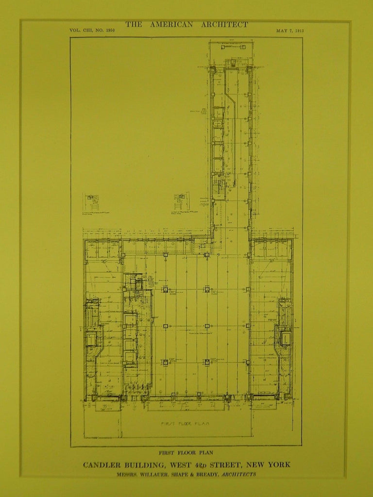 First Floor Plan, Candler Bldg, W 42nd St, New York, NY, 1898, OrigPlan. Willauer, Shape & Bready