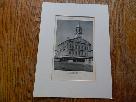 Faneuil Hall, Boston, MA, 1742,1928,Lithograph. Smibert.
