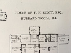 House of F.H. Scott, Esq., Hubbard Woods, IL, 1916, Lithograph. Otis & Clark