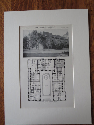 Brownleigh Court Apartments, Denver, CO, 1911, Lithograph. W.E. & A.A. Fisher