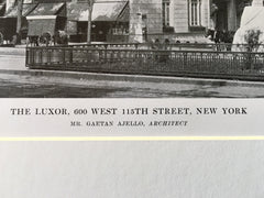 The Luxor, 600 W 115th St., New York, NY, 1916, Lithograph. Gaetan Ajello
