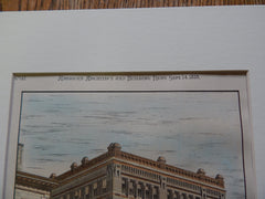Vaughan Buidling, Providence, RI, 1878. Original Plan. Hand-colored. Walker & Gould.