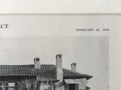 H.H. Rogers House, Southampton, L. I., NY, 1916, Lithograph. Walker & Gillette