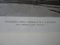 Central YMCA Building, Minneapolis, MN, 1916, Lithograph. Long, Lamoreaux & Long