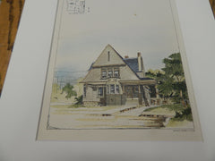 Frank Ottofy Residence, St. Louis, MO 1893. Original Plan. Hand Colored. A. Blair Ridington.