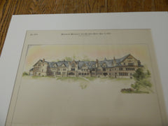 Shadow-Brook, Lenox, MA 1893. Original Plan. Hand-colored. H. Neill Wilson.