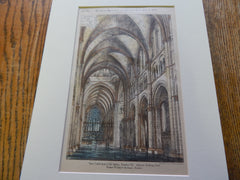 Interior, Cathedral of All Saints, Albany, NY 1883. Original Plan Hand-colored. Robert W. Gibson.