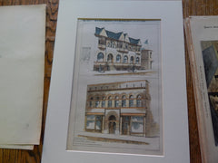 Office Building for F. G. Hamer, Kearney, NE. 1891.Original Plan. Frank, Bailey, & Farmer.
