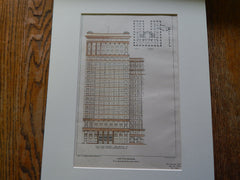 Land Title Building, Philadelphia, PA 1902, Original Plan. Hand-colored. D.H. Burnham.
