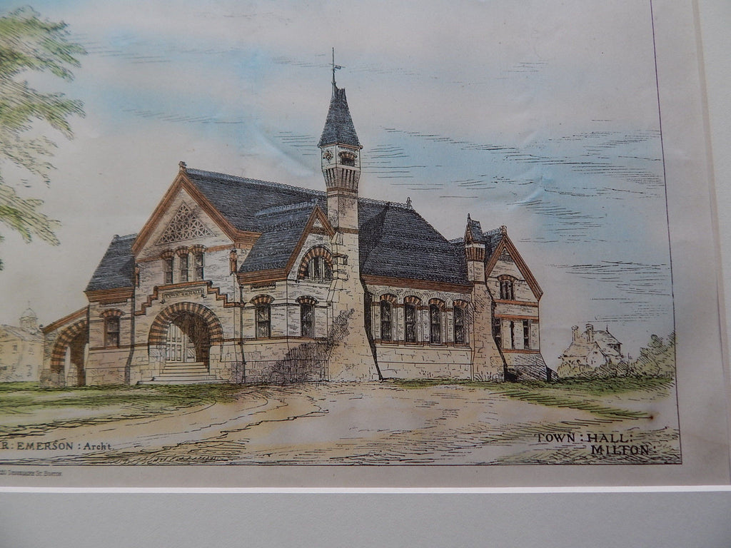 Town Hall, Milton, MA 1878. Original Plan. W.R. Emerson.