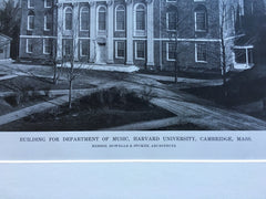 Music Department, Harvard, Cambridge, MA, 1916, Lithograph. Howells & Stokes