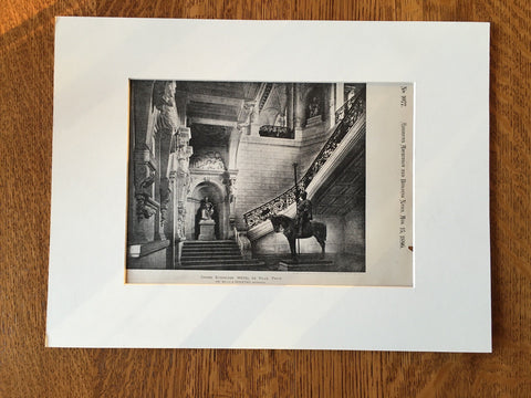 Hotel De Ville Grand Staircase, Paris, 1896, Lithograph. Ballu & Deperthes