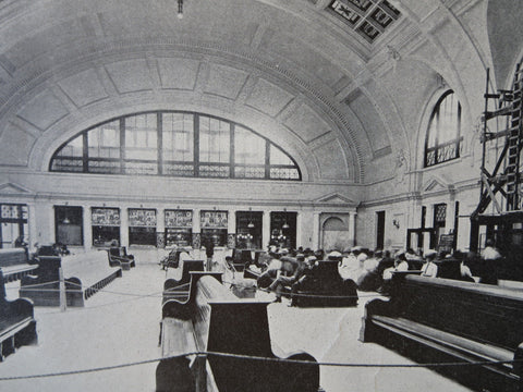 Interior, Union Station, Worcester, MA, 1911, Lithograph. Watson & Huckel
